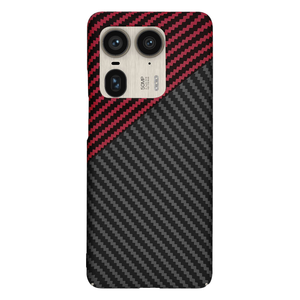 Hoes voor Motorola Edge 50 Ultra, Techsuit, Carbonite FiberShell, Zwart Rood