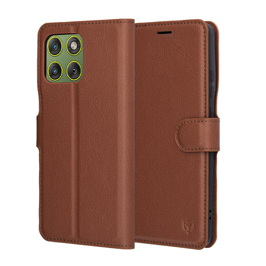 Hoes voor Motorola Edge 70, Techsuit, Leather Folio, Bruin