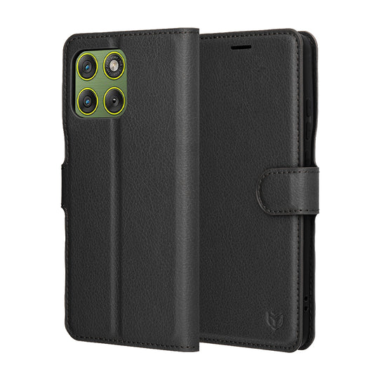 Hoes voor Motorola Edge 70, Techsuit, Leather Folio, Zwart
