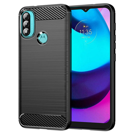 Hoes voor Motorola Moto E40 / E30 / E20, Techsuit, Carbon, Zwart
