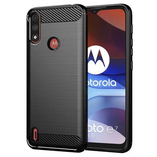 Hoes voor Motorola Moto E7i Power / E7 Power, Techsuit, Carbon, Zwart