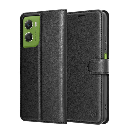 Hoes voor Motorola Moto G06, Techsuit, Leather Folio, Zwart