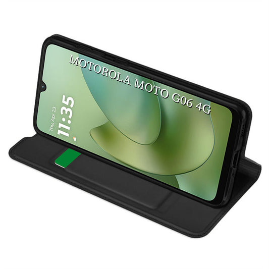 Hoes voor Motorola Moto G06, Techsuit, Magskin Book, Zwart