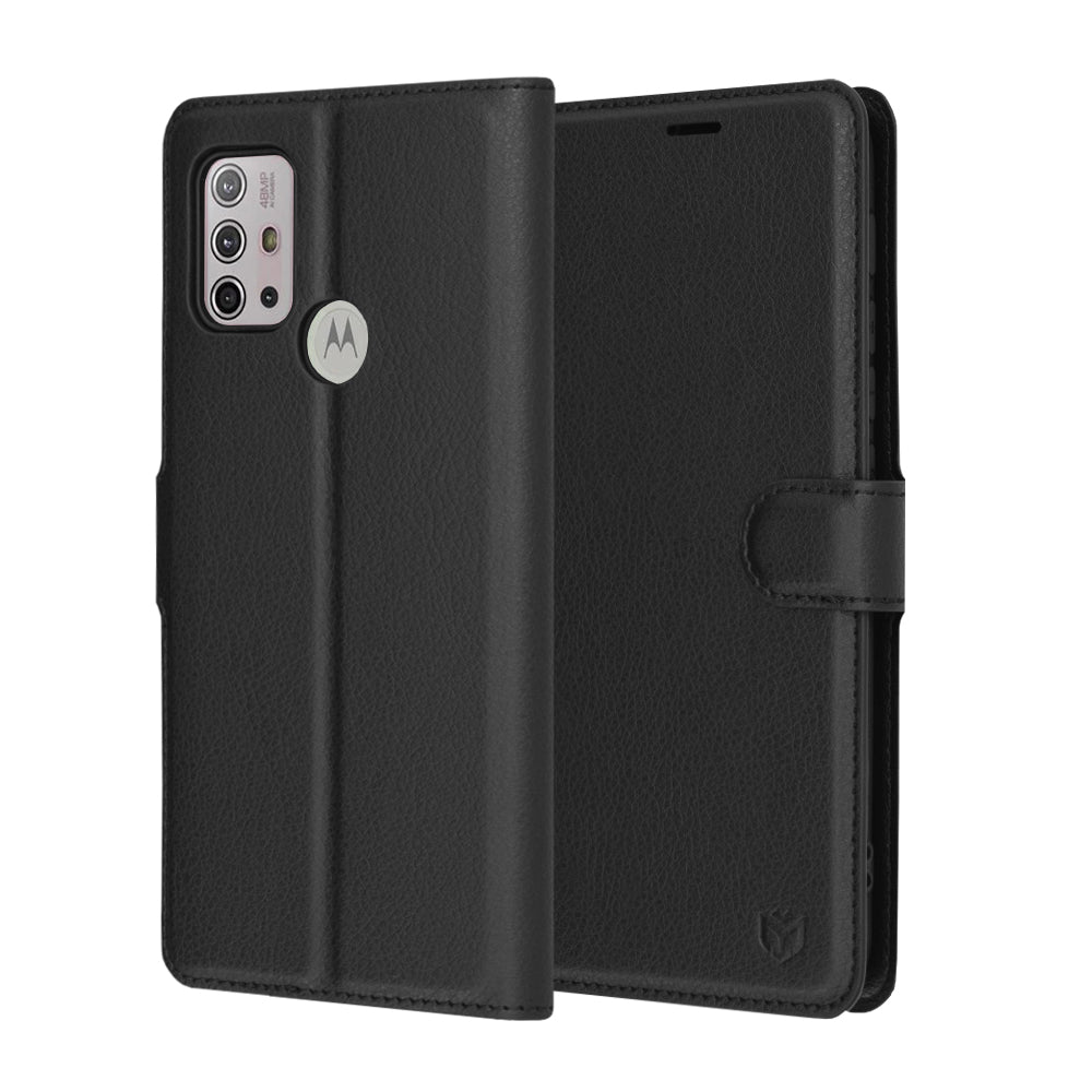 Hoes voor Motorola Moto G30 / G20 / G10, Techsuit, Leather Folio, Zwart