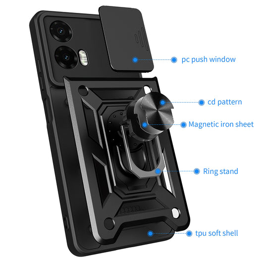Hoes voor Motorola Moto G35, Techsuit, CamShield, Zwart