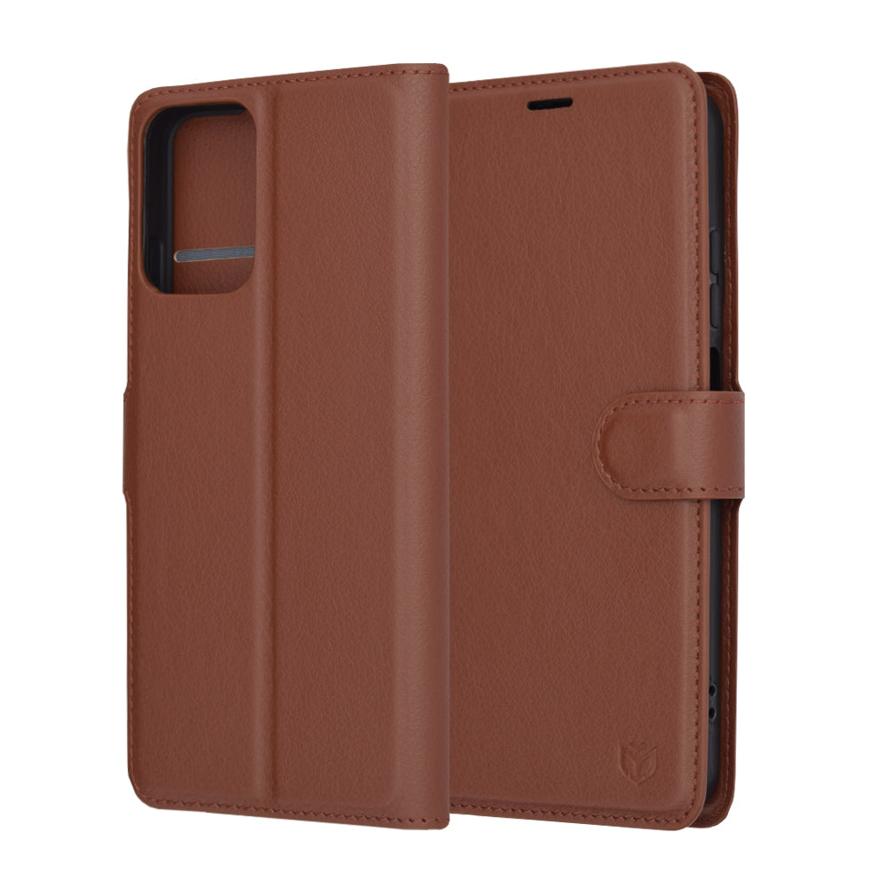 Hoes voor Motorola Moto G45 / G34, Techsuit, Lederen Folio, Bruin