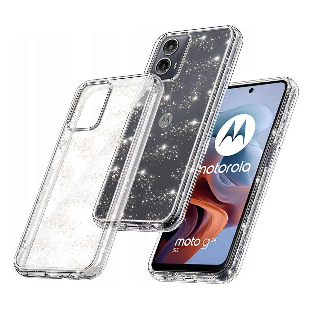 Hoes voor Motorola Moto G45 / G34, Techsuit, SparkleSkin, Transparant
