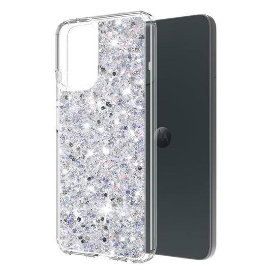 Hoes voor Motorola Moto G45 / G34, Techsuit, Sprankelend Glitter, Wit