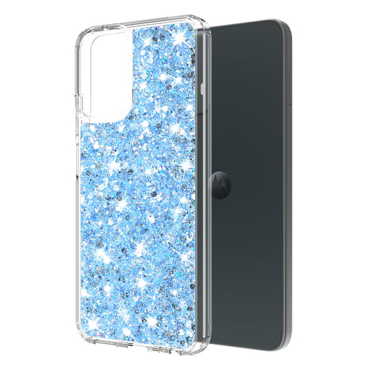 Hoes voor Motorola Moto G45 / G34, Techsuit, Sparkly Glitter, Blauw