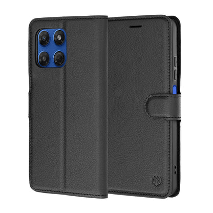 Hoes voor Motorola Moto G47 / G37 Power / G37, Techsuit, Lederen Folio, Zwart