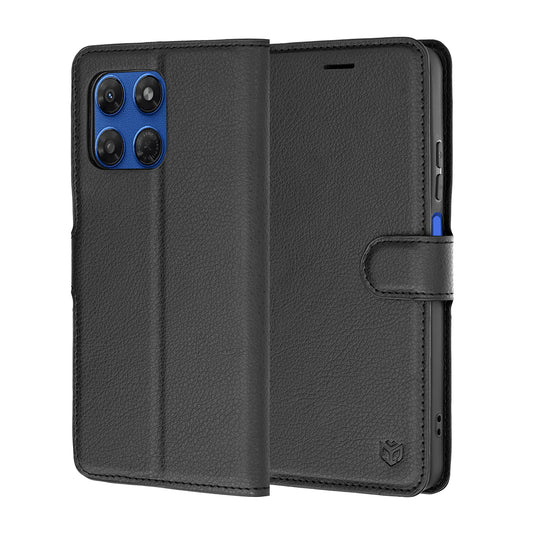 Hoes voor Motorola Moto G47 / G37 Power / G37, Techsuit, Lederen Folio, Zwart