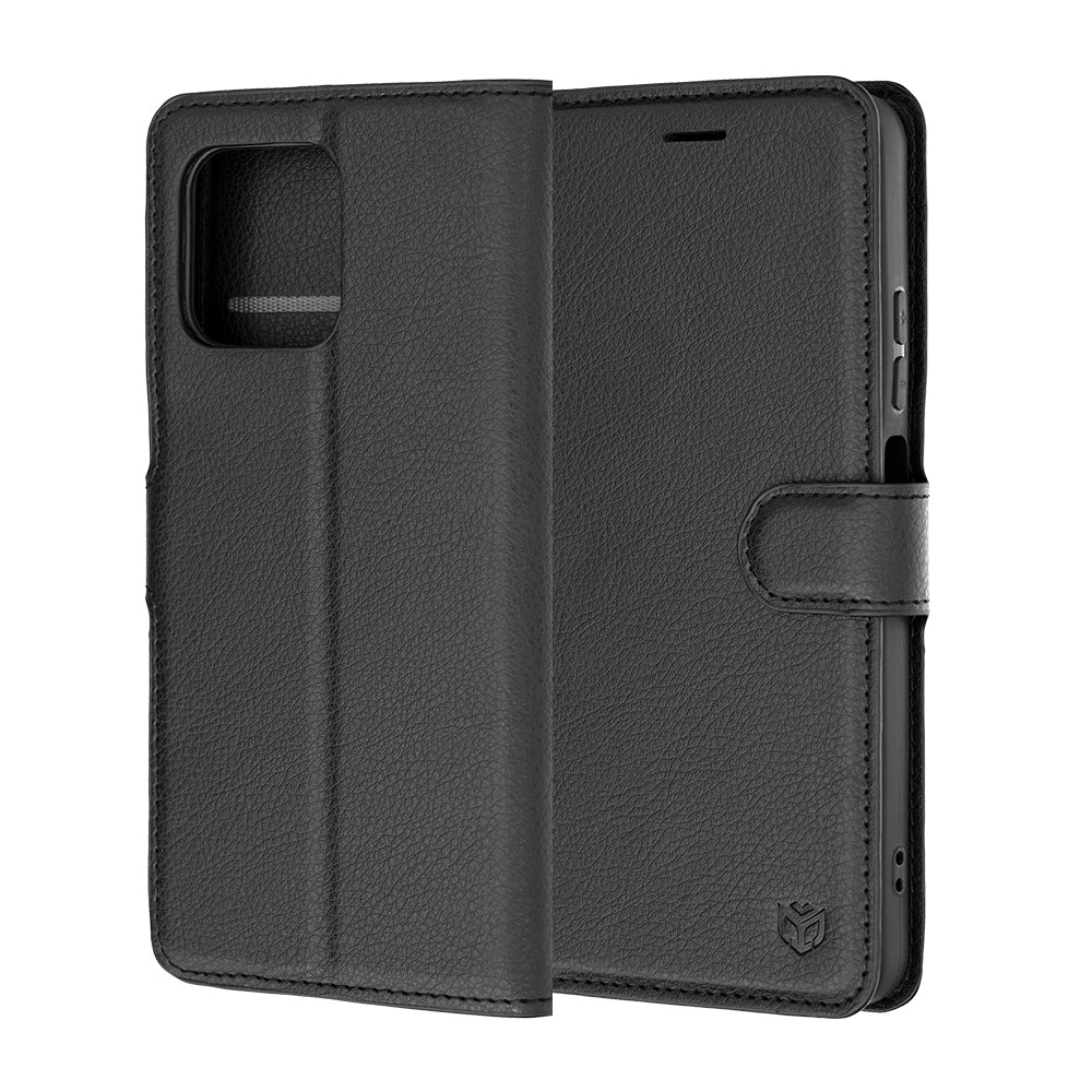 Hoes voor Motorola Moto G47 / G37 Power / G37, Techsuit, Lederen Folio, Zwart