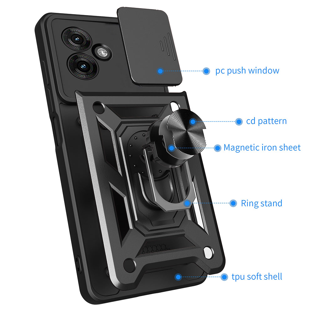 Hoes voor Motorola Moto G55, Techsuit, CamShield, Zwart
