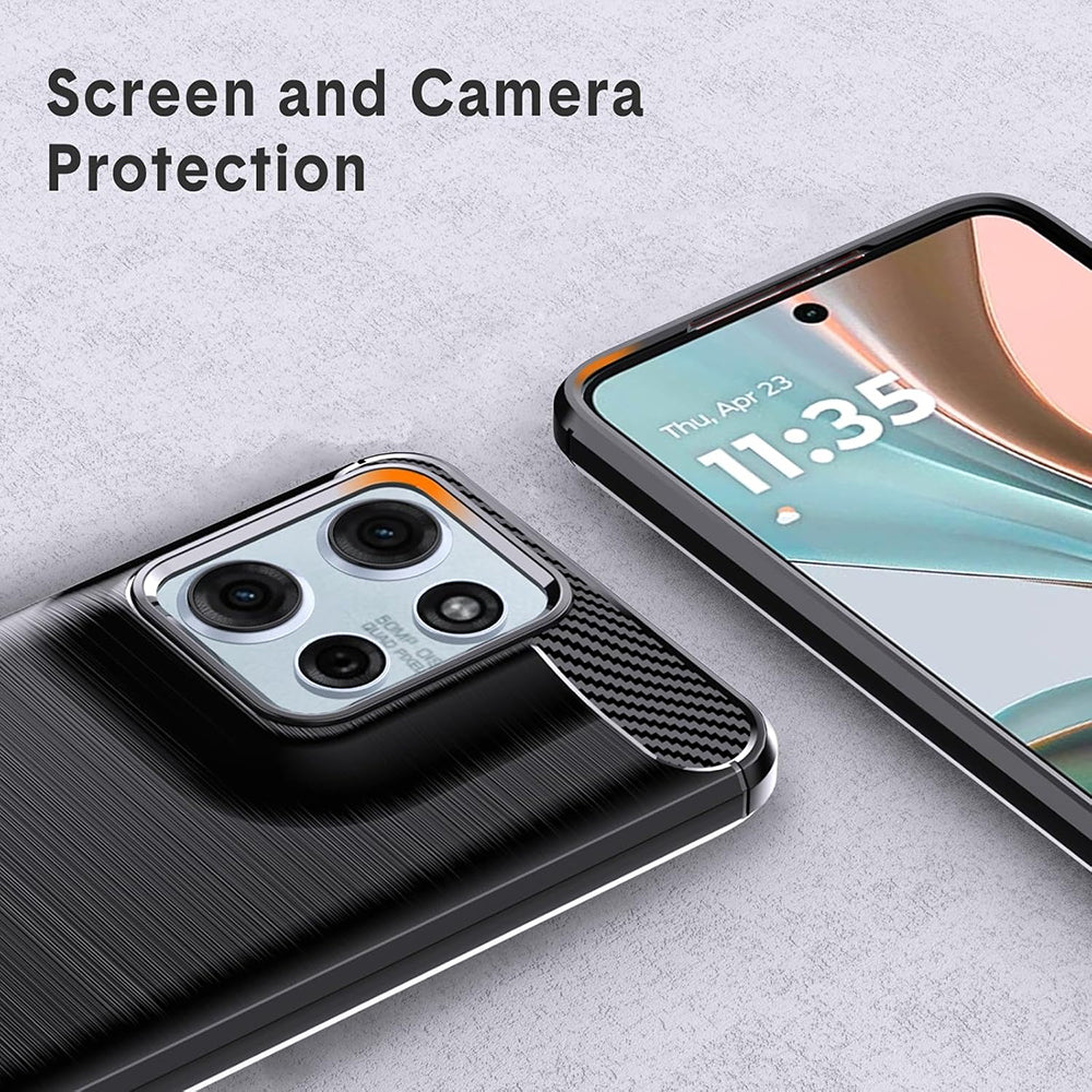 Hoes voor Motorola Moto G67 Power / G57 Power, Techsuit, Carbon, Zwart