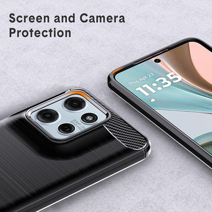 Hoes voor Motorola Moto G67 Power / G57 Power, Techsuit, Carbon, Zwart