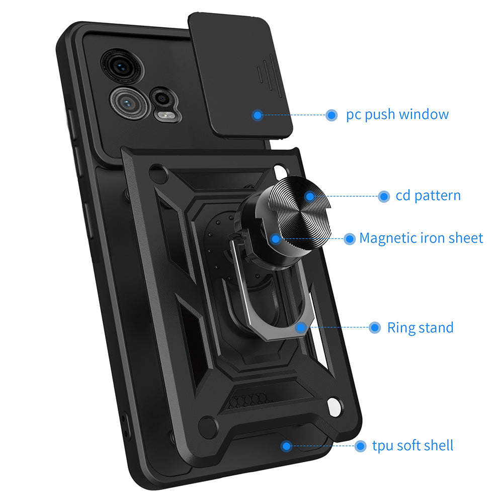 Hoes voor Motorola Moto G72, Techsuit, CamShield, Zwart