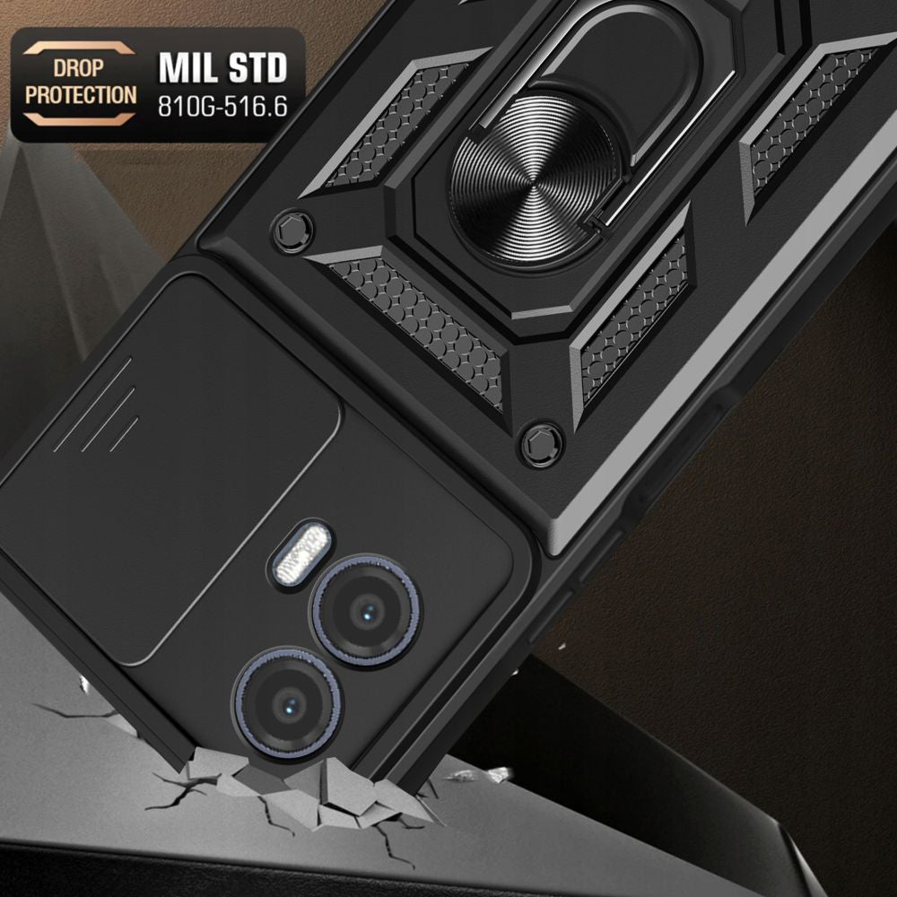 Hoes voor Motorola Moto G73, Techsuit, CamShield, Zwart