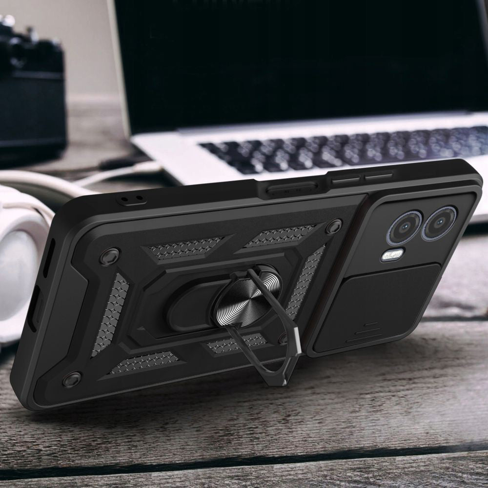 Hoes voor Motorola Moto G73, Techsuit, CamShield, Zwart