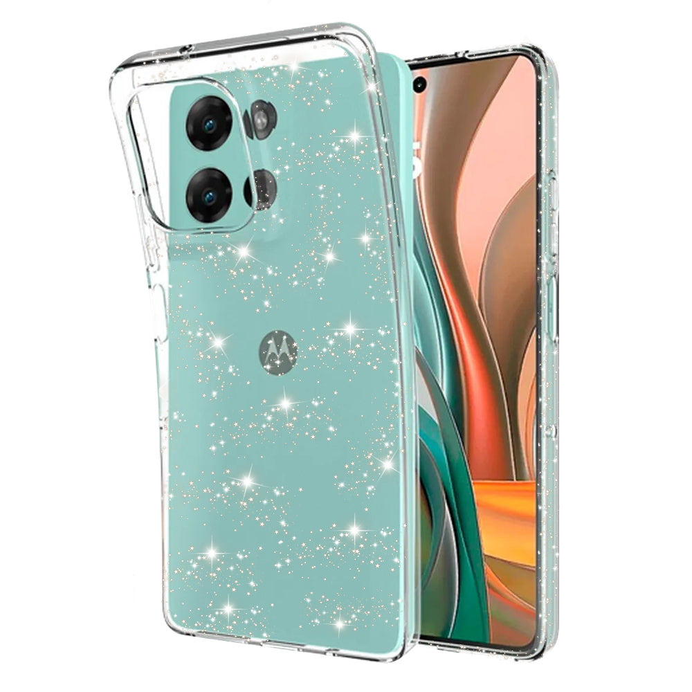 Hoes voor Motorola Moto G75, Techsuit, SparkleSkin, Transparant