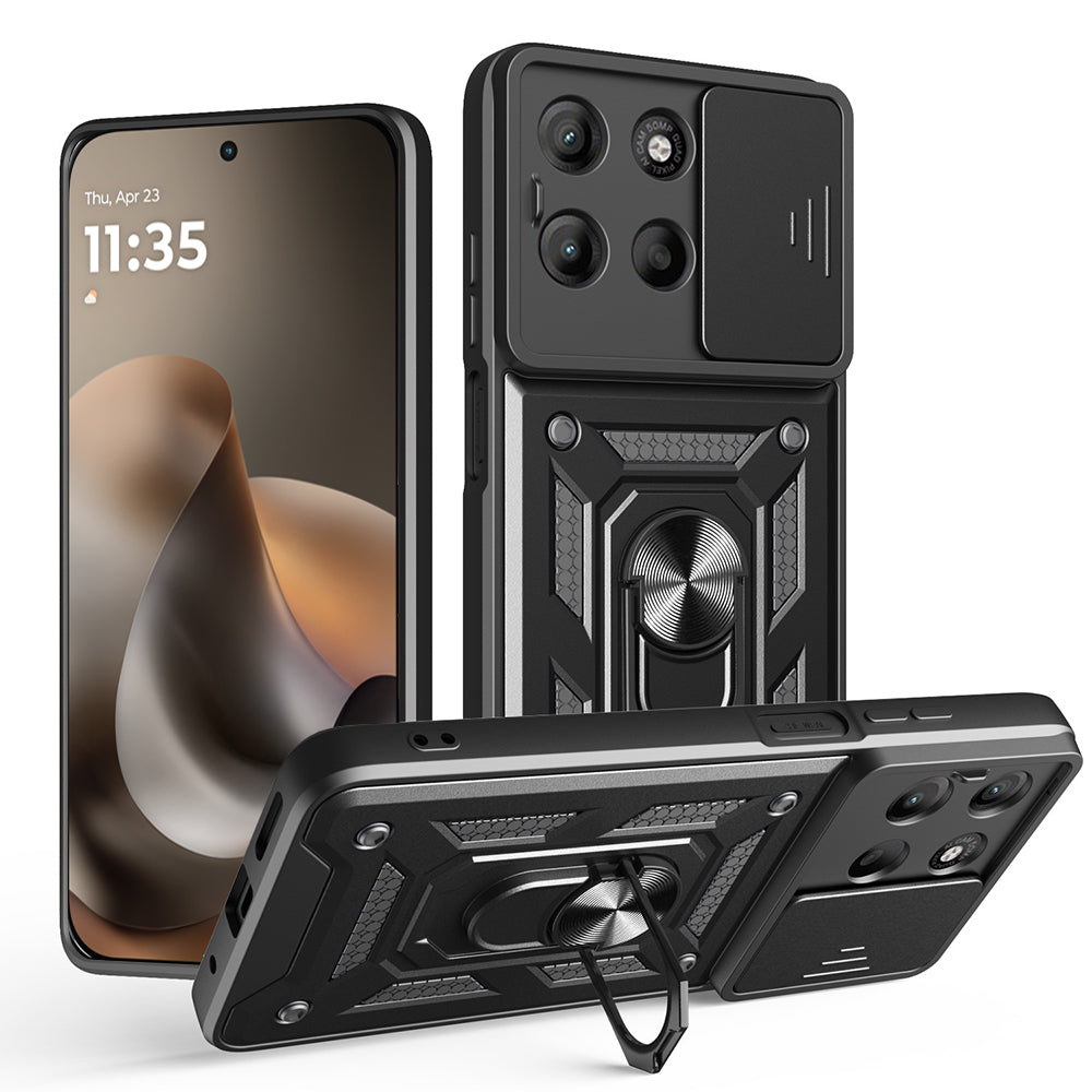 Hoes voor Motorola Moto G77 / G67, Techsuit, CamShield, Zwart