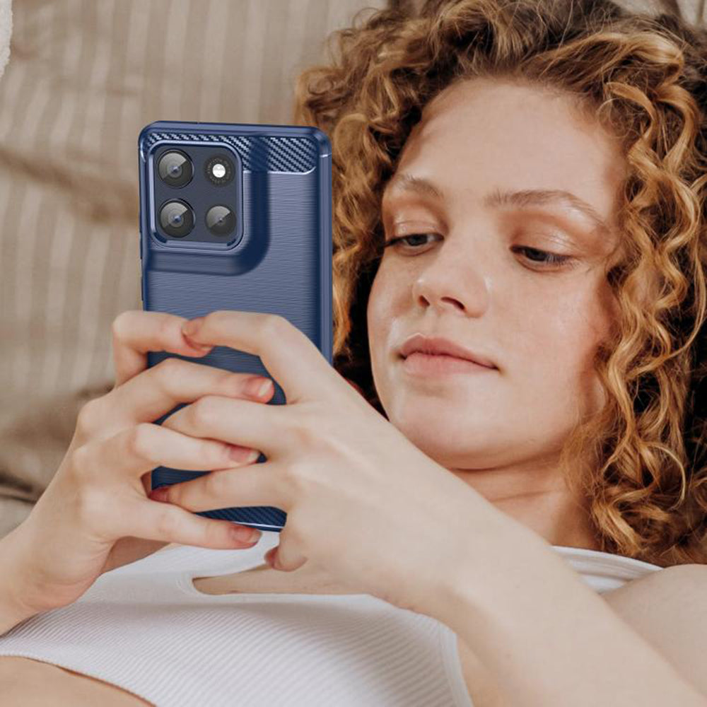 Hoes voor Motorola Moto G86, Techsuit, Carbon, Blauw