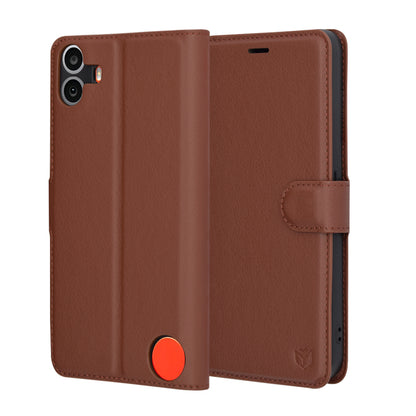 Hoes voor Nothing CMF Phone 1, Techsuit, Leather Folio, Bruin