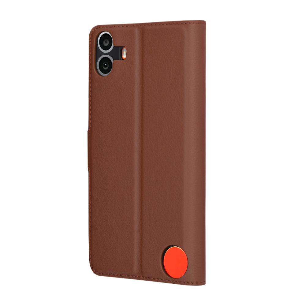 Hoes voor Nothing CMF Phone 1, Techsuit, Leather Folio, Bruin