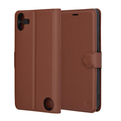 Hoes voor Nothing CMF Phone 1, Techsuit, Leather Folio, Bruin