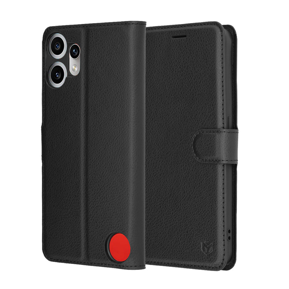 Hoes voor Nothing CMF Phone 2 Pro, Techsuit, Leather Folio, Zwart