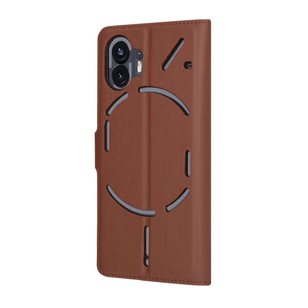 Hoes voor Nothing Phone (2), Techsuit, Leather Folio, Bruin