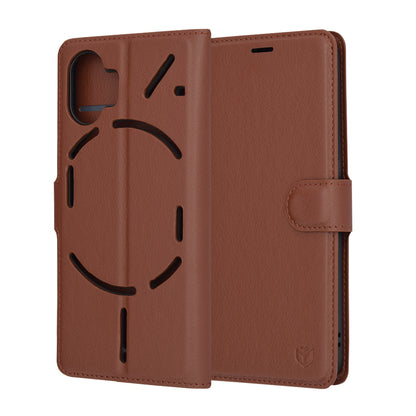 Hoes voor Nothing Phone (2), Techsuit, Leather Folio, Bruin