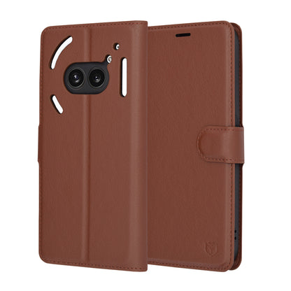Hoes voor Nothing Phone (2a) Plus / Phone (2a), Techsuit, Lederen Folio, Bruin