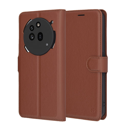 Hoes voor Nothing Phone (3a) Pro, Techsuit, Leather Folio, Bruin