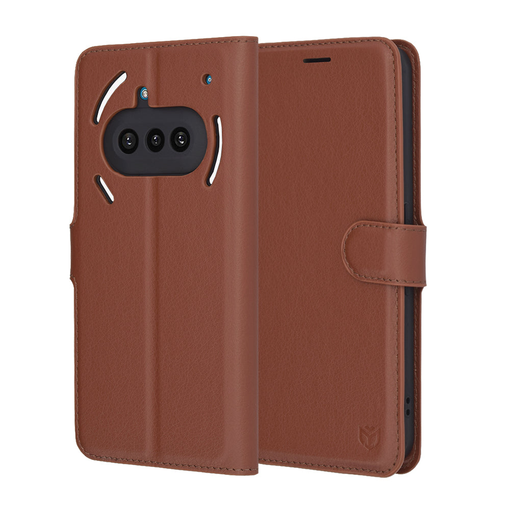 Hoes voor Nothing Phone (3a), Techsuit, Leather Folio, Bruin