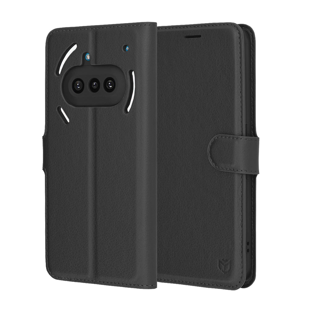 Hoes voor Nothing Phone (3a), Techsuit, Leather Folio, Zwart