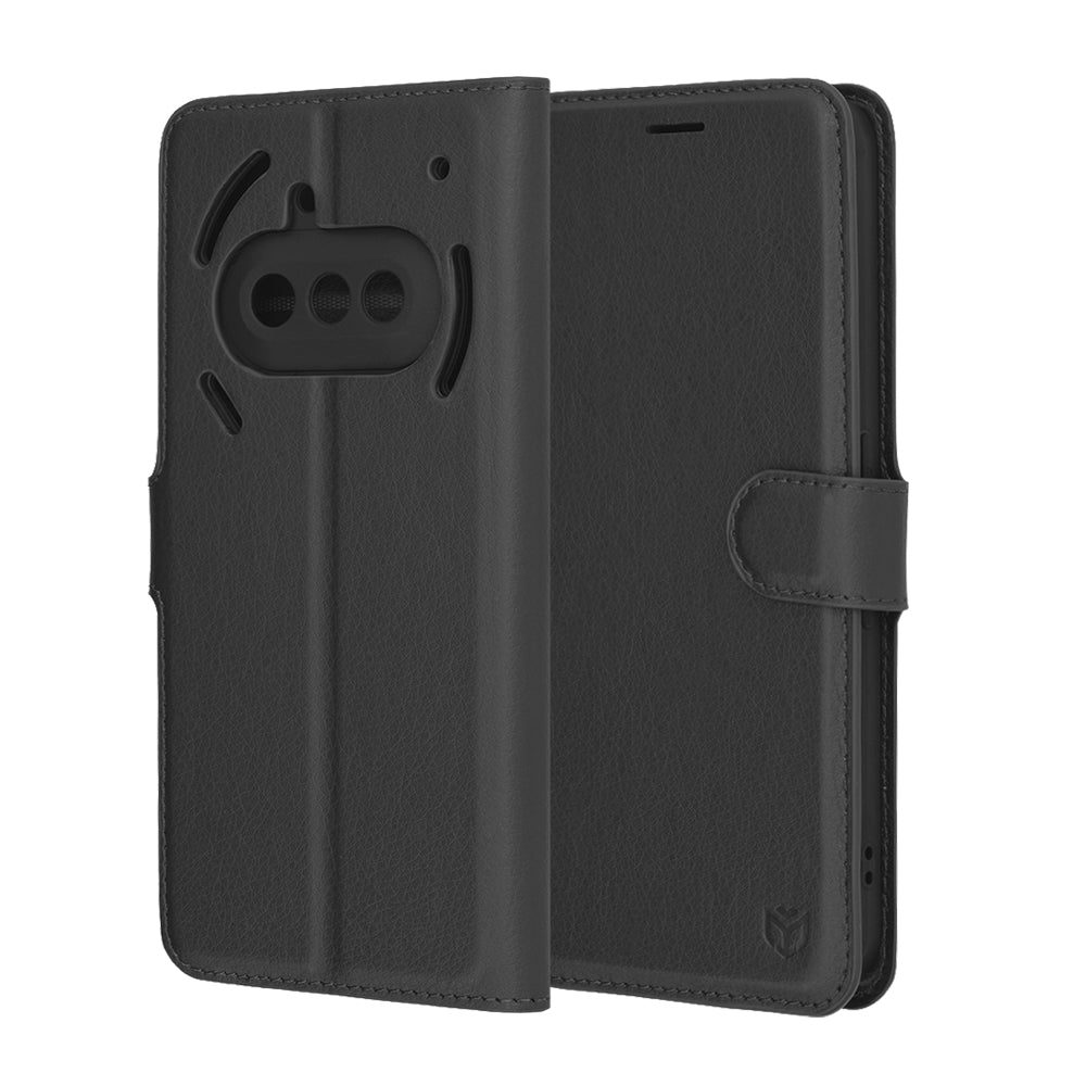 Hoes voor Nothing Phone (3a), Techsuit, Leather Folio, Zwart