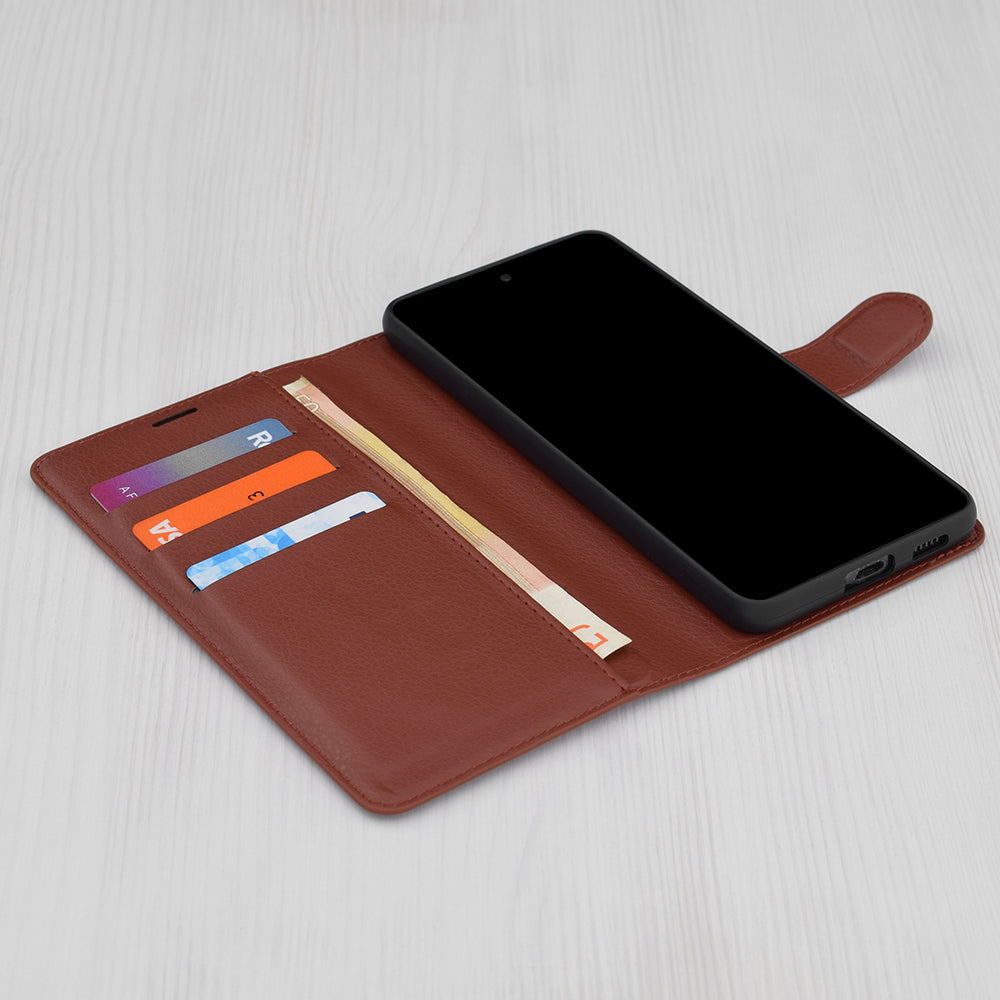 Case for OnePlus 12R, Techsuit, Leather Folio, Brown