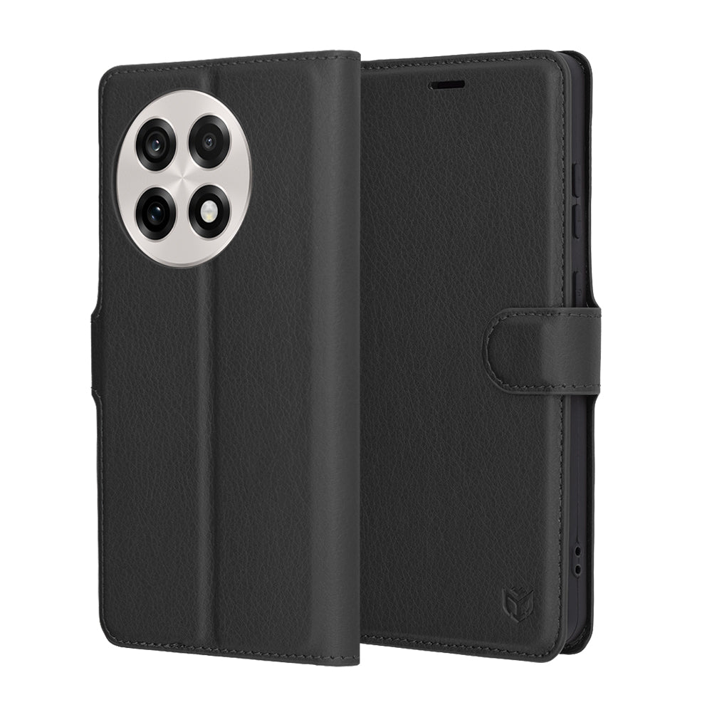 Hoes voor OnePlus 13R, Techsuit, Leather Folio, Zwart