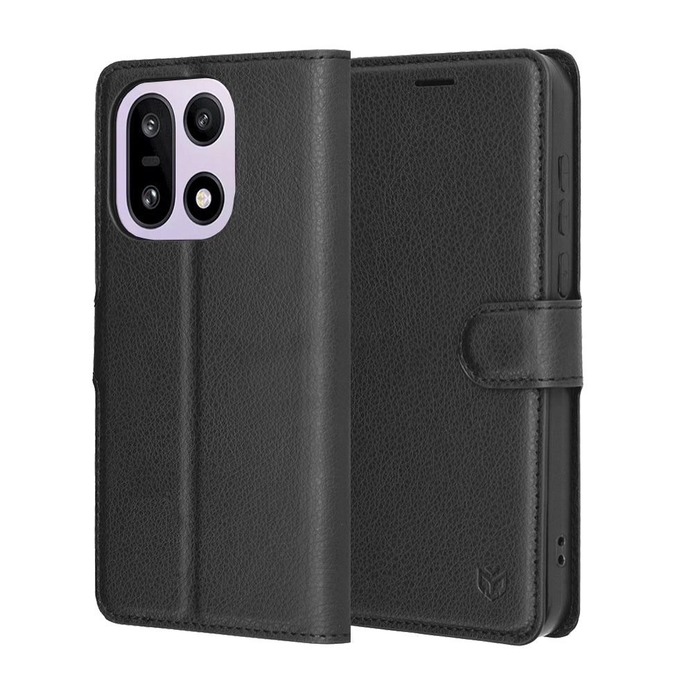 Case for OnePlus 15, Techsuit, Leather Folio, Black