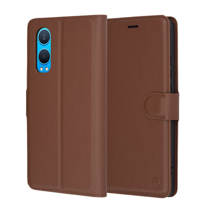 Hoes voor OnePlus Nord CE4 Lite, Techsuit, Leather Folio, Bruin