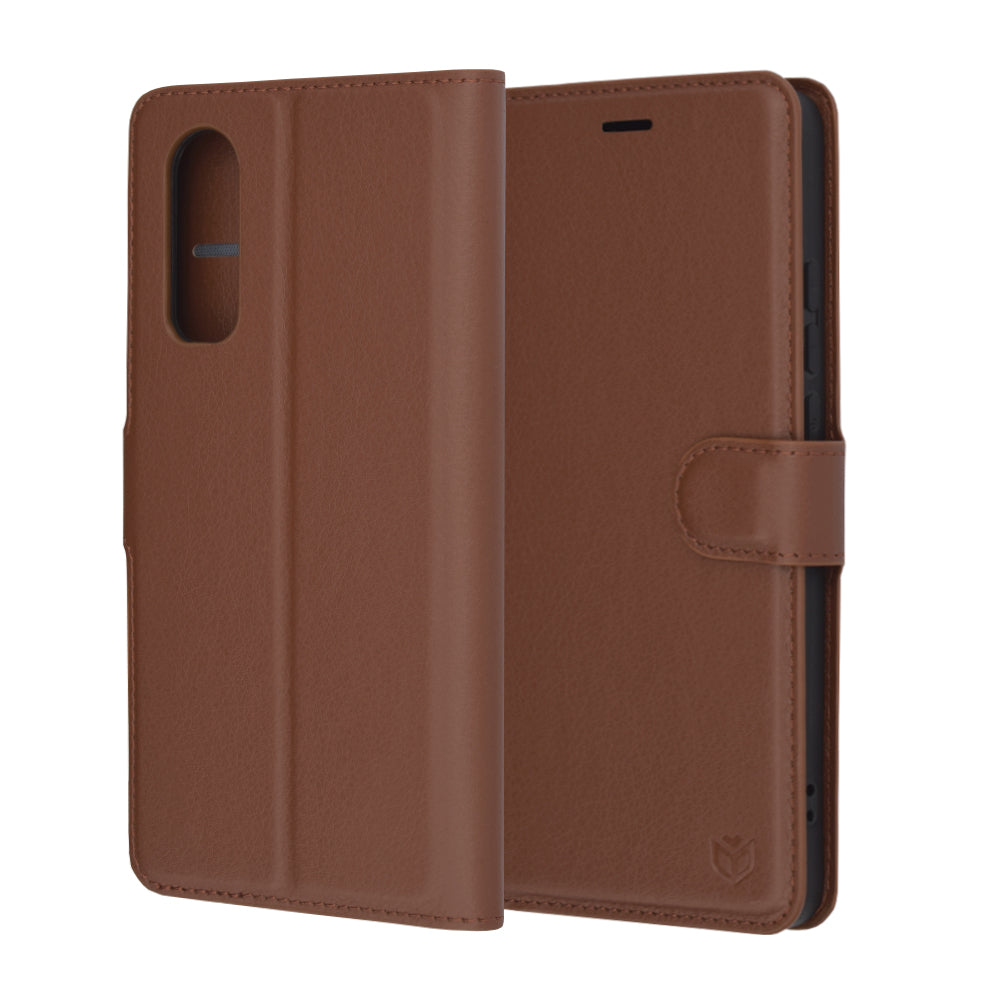 Hoes voor OnePlus Nord CE4 Lite, Techsuit, Leather Folio, Bruin