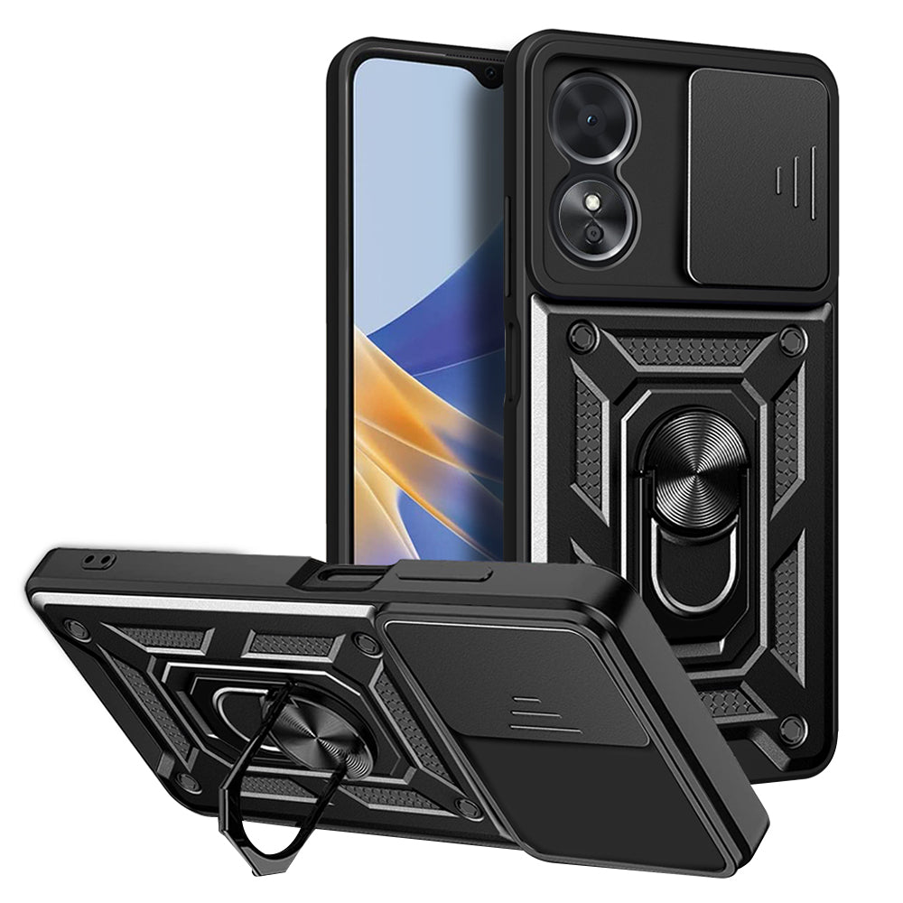 Hoes voor Oppo A17, Techsuit, CamShield, Zwart