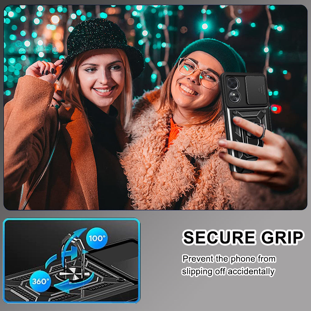 Hoes voor Oppo A17, Techsuit, CamShield, Zwart