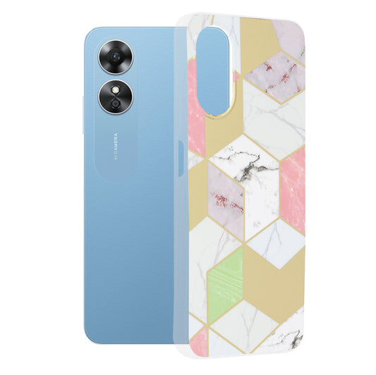 Hoes voor Oppo A17, Techsuit, Marble, Paars