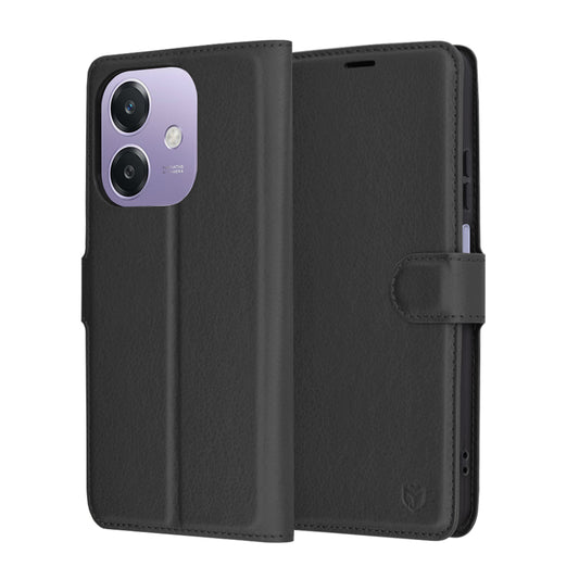 Hoes voor Oppo A3 4G / A3, Techsuit, Leather Folio, Zwart