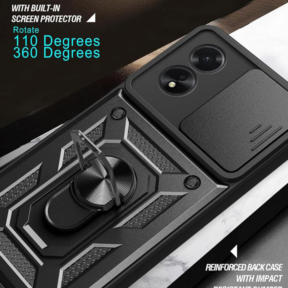 Hoes voor Oppo A58 4G, Techsuit, CamShield, Zwart