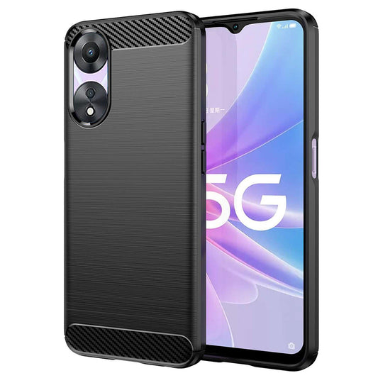 Hoes voor Oppo A58 5G / A78 5G, Techsuit, Carbon, Zwart