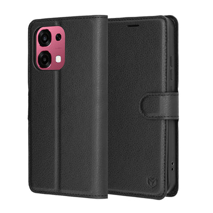 Hoes voor Oppo A6 Pro 5G / A6 Pro 4G, Techsuit, Lederen Folio, Zwart
