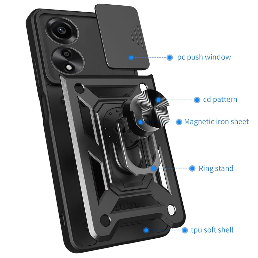 Hoes voor Oppo A60, Techsuit, CamShield, Zwart