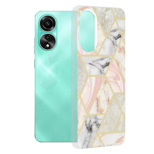 Hoes voor Oppo A78 4G, Techsuit, Marble, Roze
